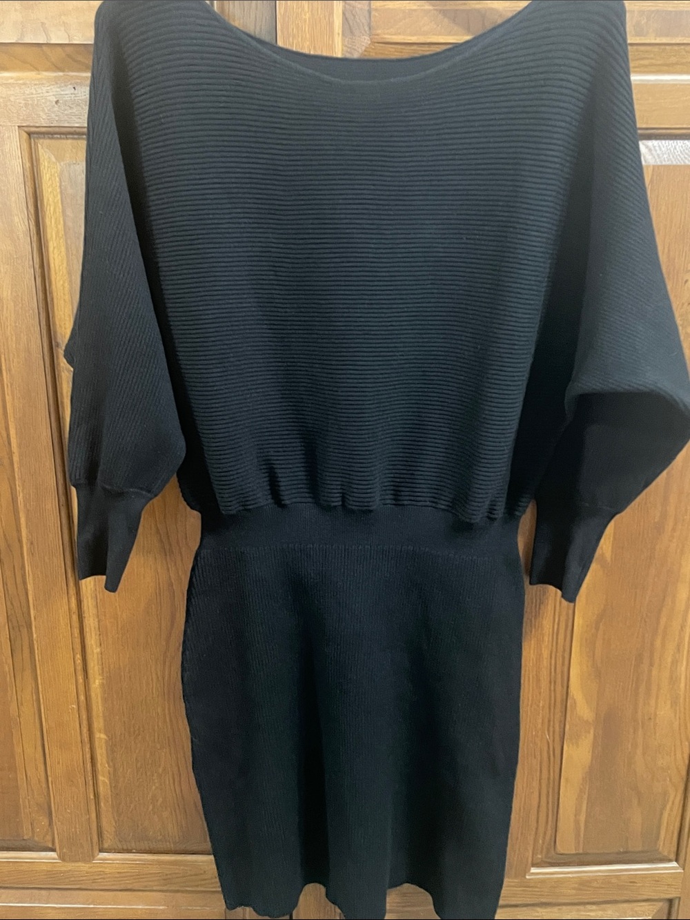 BloomChic Black Ribbed Boatneck Midi Sweater Dress NWT Sz. 12 Long Sleeve